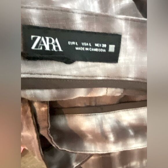 ZARA NWT Tie Dye Linen Wrap Pants Womens Large Wide Leg Lagenlook Boho Beachy - Picture 14 of 16
